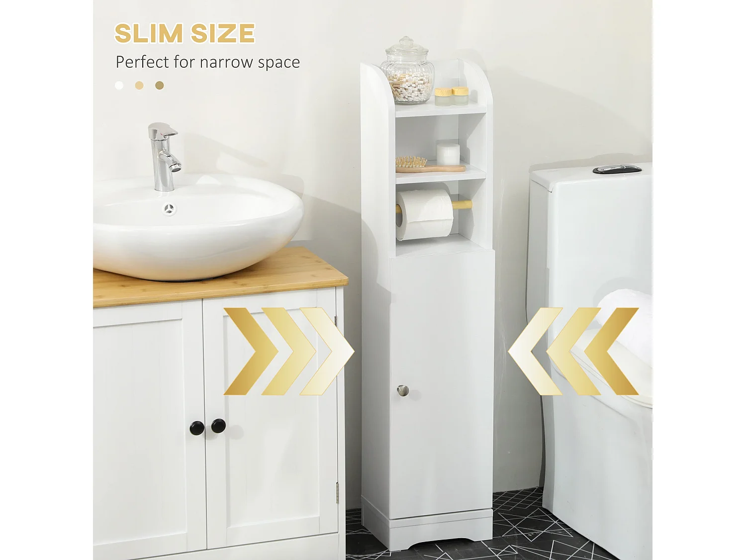 Vale Compact Narrow Bathroom Cabinet White