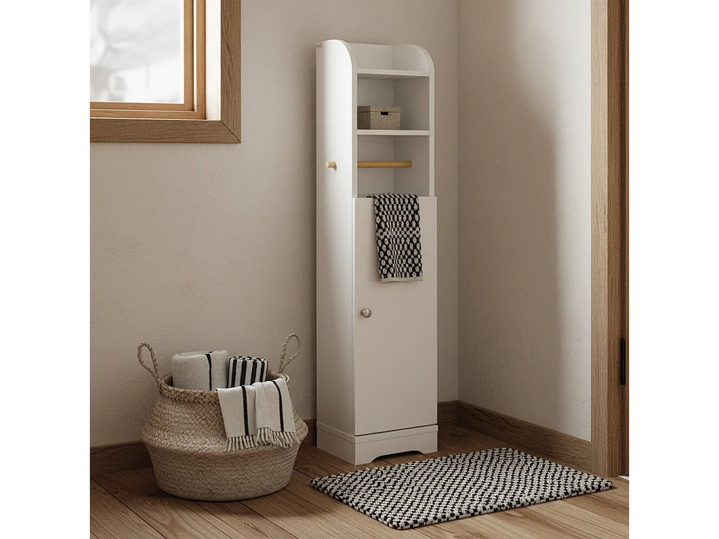 Vale Compact Narrow Bathroom Cabinet White