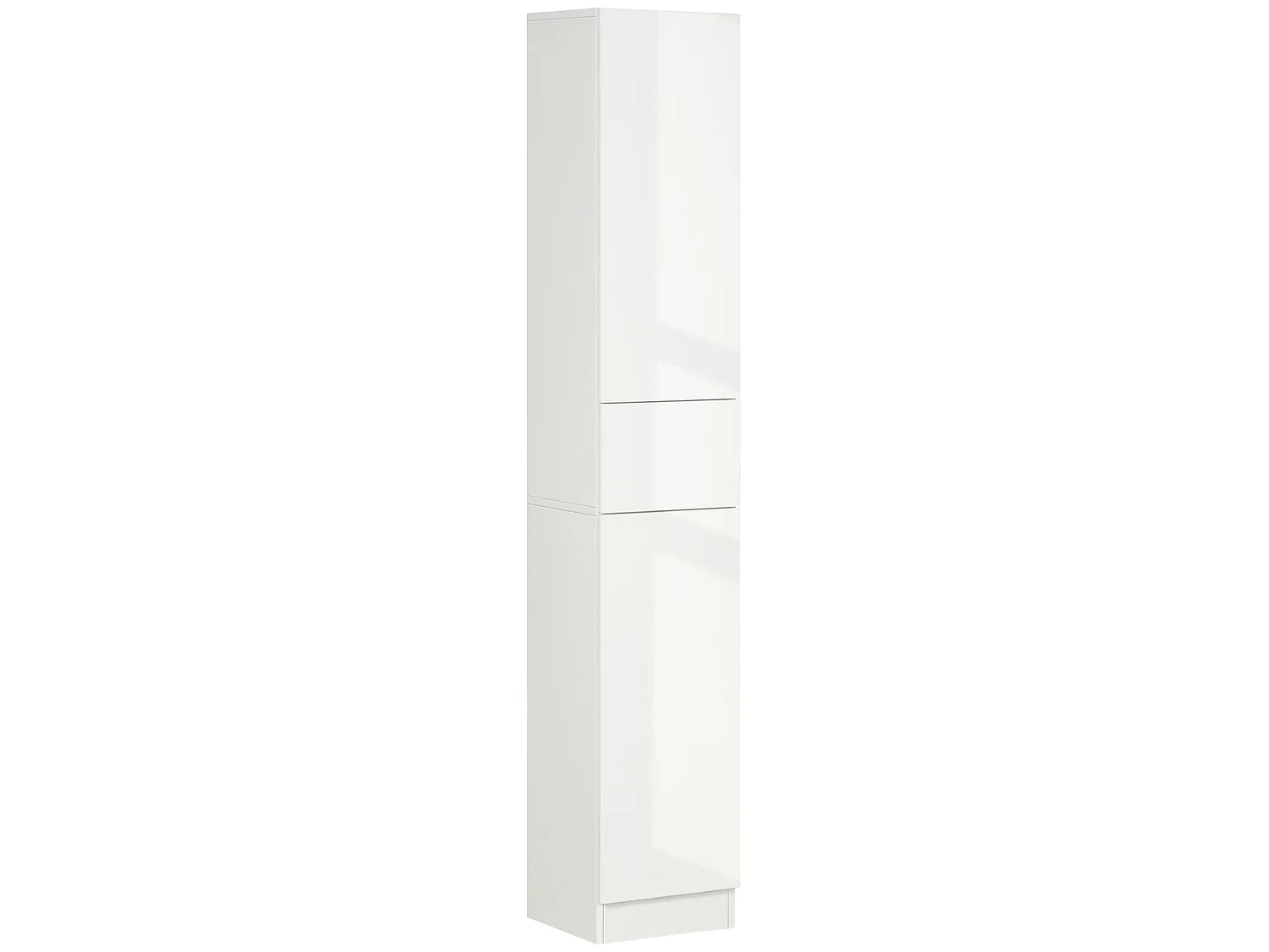 Elluno High Gloss White Tall Bathroom Cabinet with Push to Open Doors