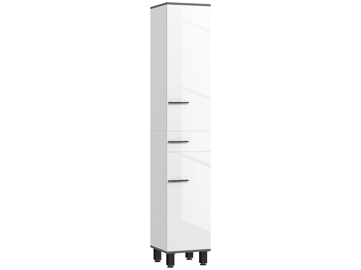 Mael Extra Tall Slim Bathroom Storage Cabinet 190cm White with Black Accents