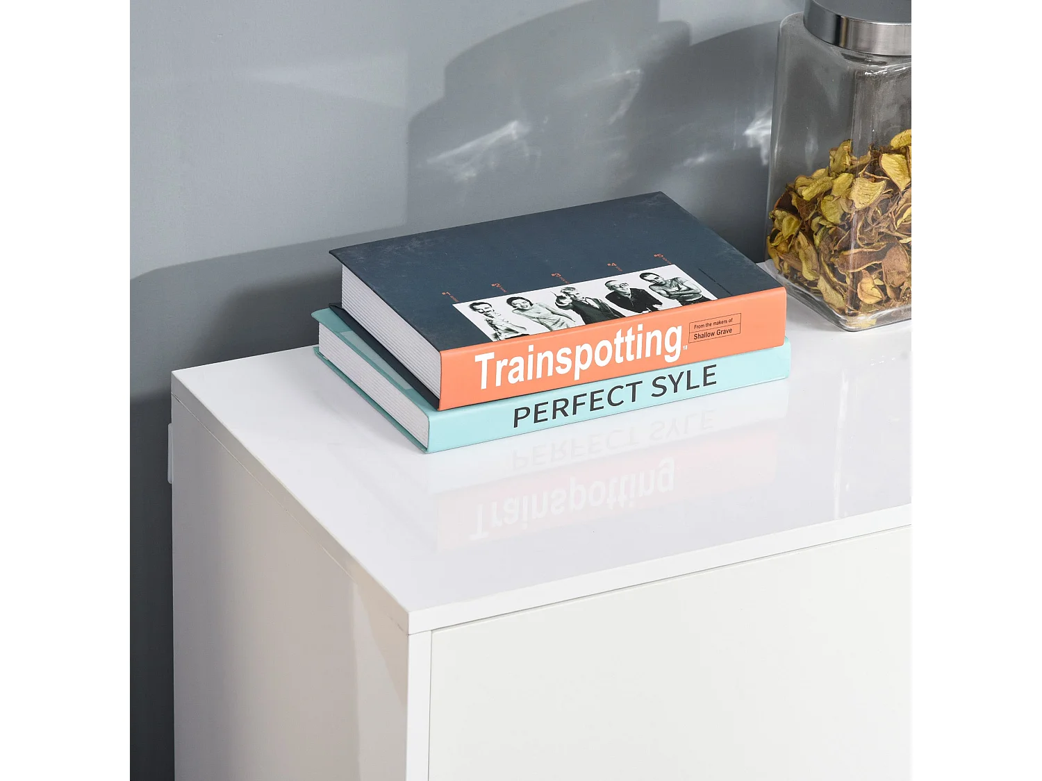 Talu High Gloss White Sideboard 2 Drawers 2 Cabinets 117 x 36 x 74cm