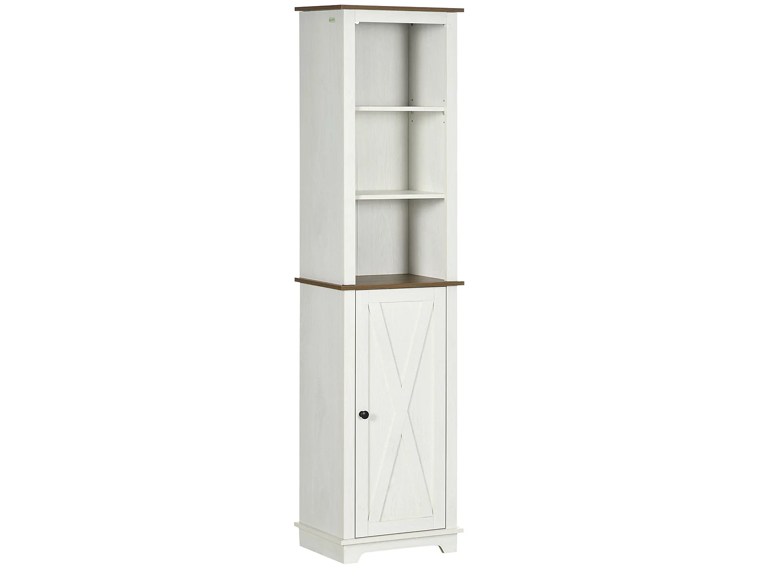 Nesoli Tall Bathroom Storage Cabinet White and Brown 39.5x30x160cm