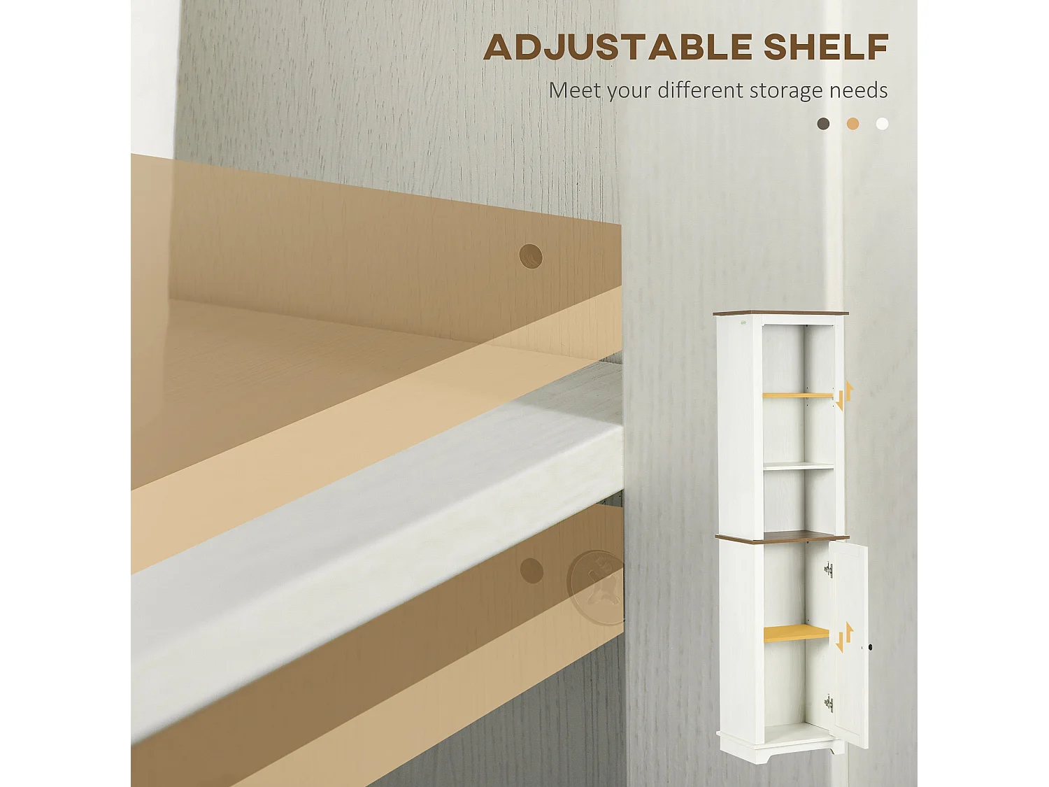 Nesoli Tall Bathroom Storage Cabinet White and Brown 39.5x30x160cm