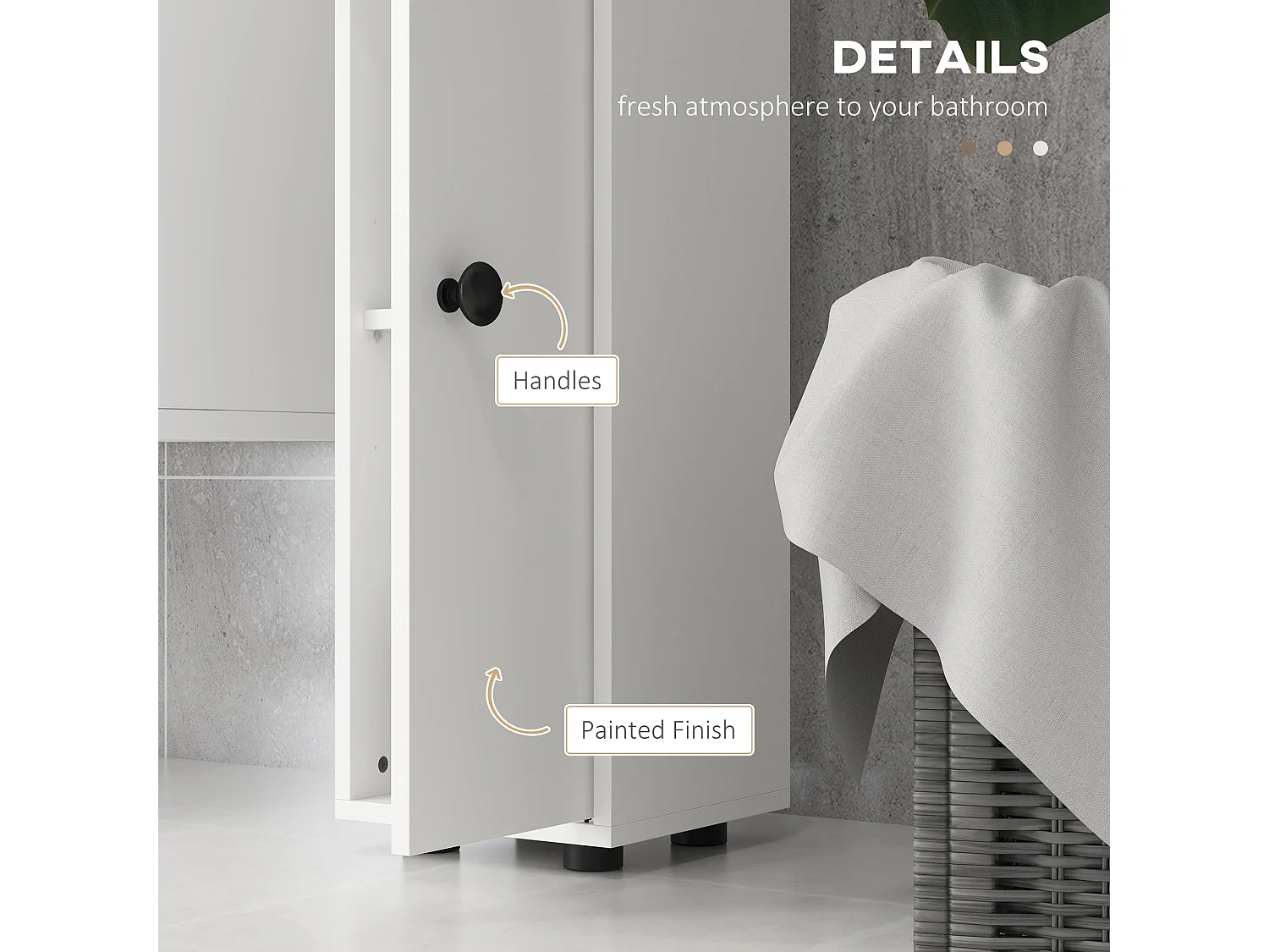 Lakeva Extra Tall Slim Bathroom Storage Cabinet 20cm Wide White