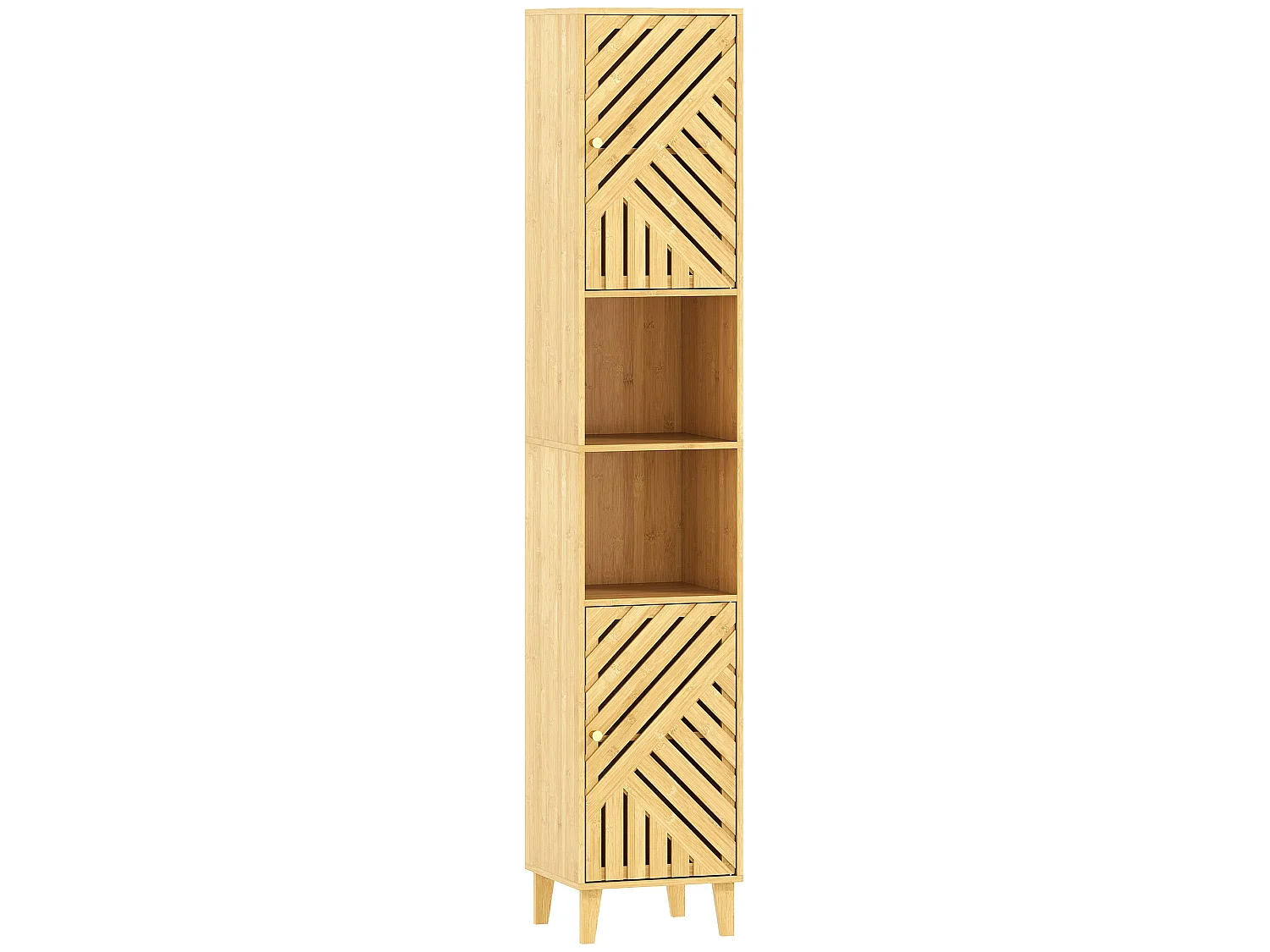 Hami Tall Bathroom Cabinet with Bamboo Doors Natural Finish
