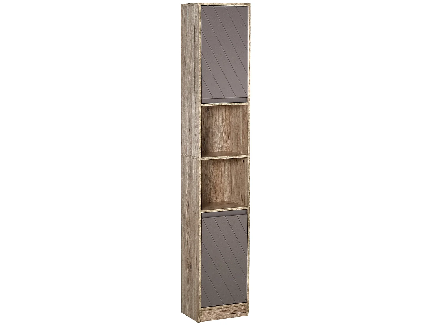 Kaeldo Slim Bathroom Storage Cabinet Grey and Oak 170x30x24cm
