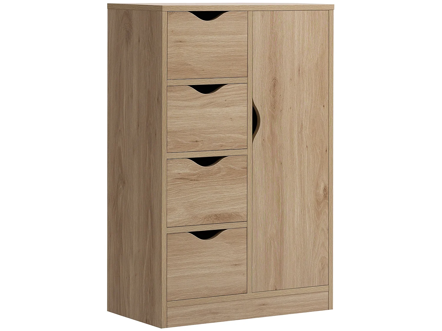 Lala Natural Wood Effect Freestanding Storage Cabinet 4 Drawers with Lower Cupboard
