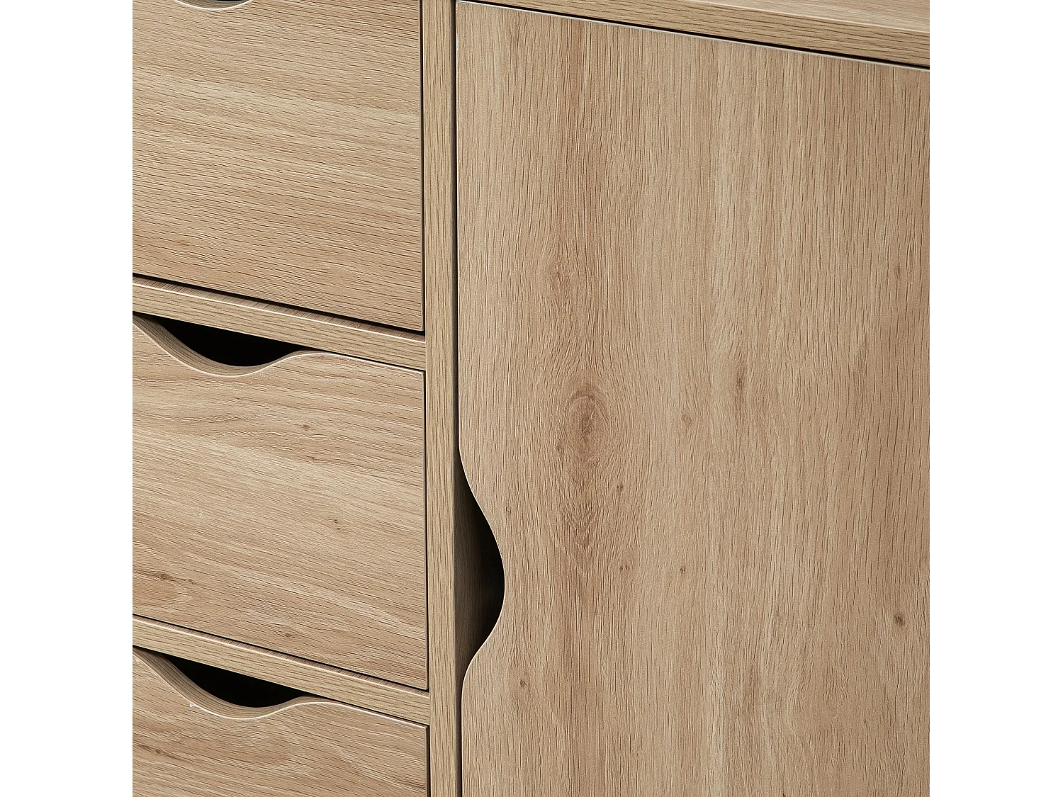 Lala Natural Wood Effect Freestanding Storage Cabinet 4 Drawers with Lower Cupboard