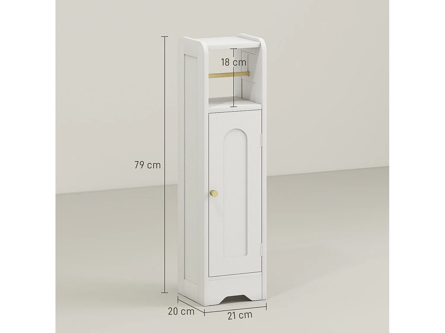 Luluno Compact Bathroom Storage Cabinet with Toilet Roll Holder White