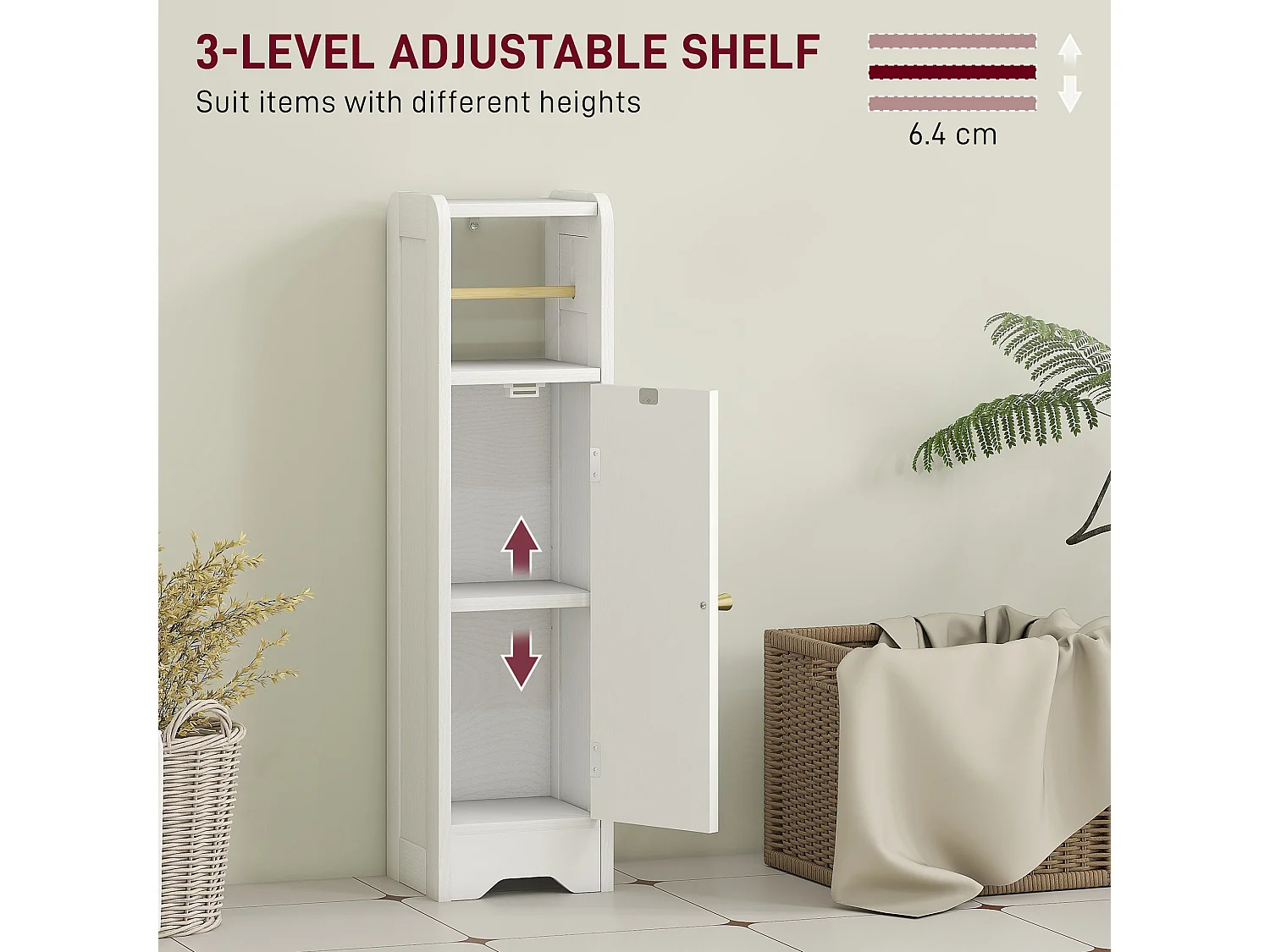 Luluno Compact Bathroom Storage Cabinet with Toilet Roll Holder White