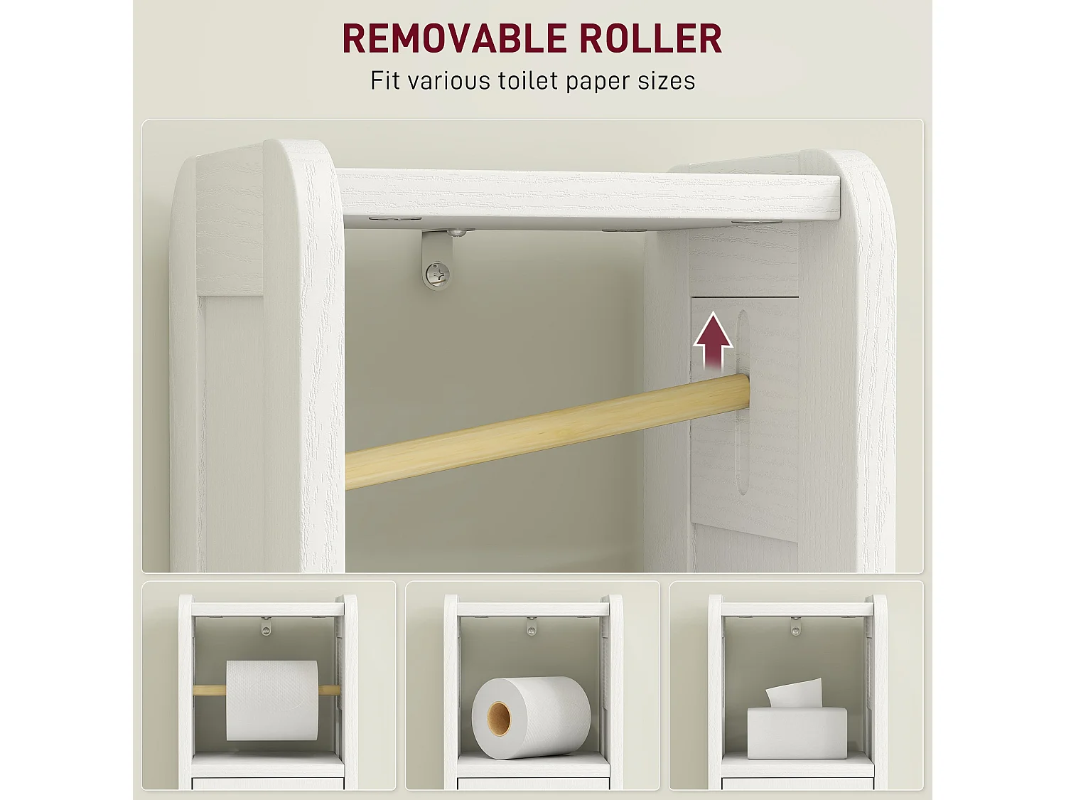 Luluno Compact Bathroom Storage Cabinet with Toilet Roll Holder White