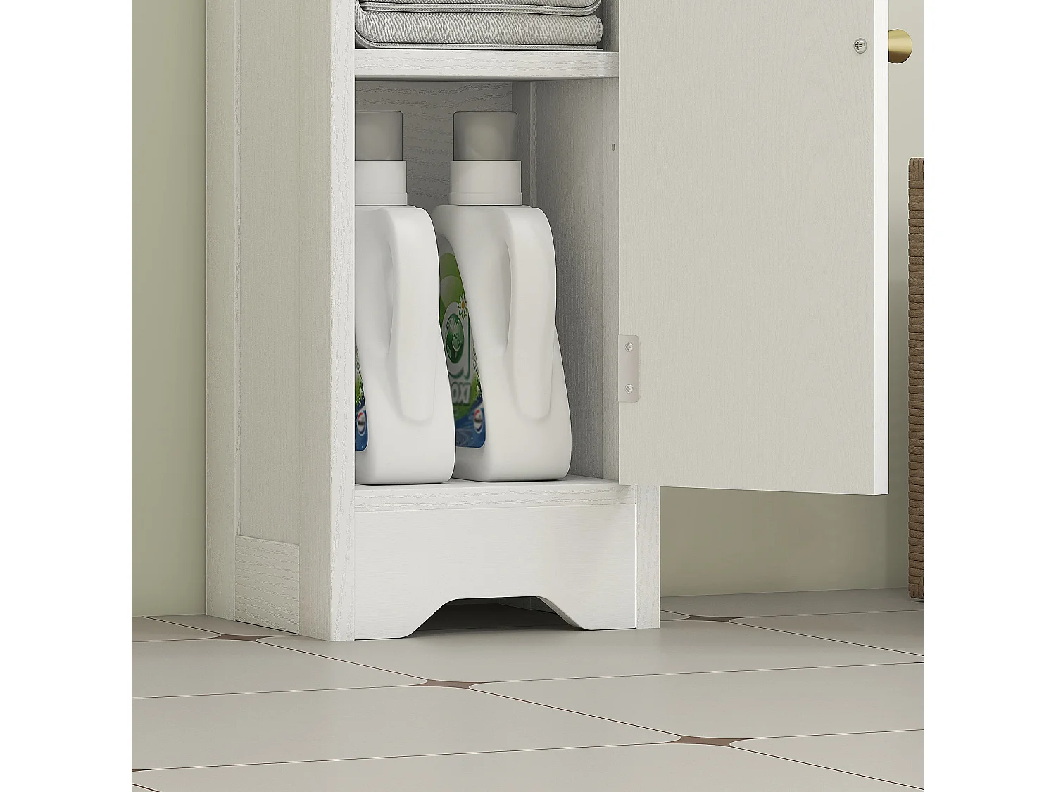 Luluno Compact Bathroom Storage Cabinet with Toilet Roll Holder White