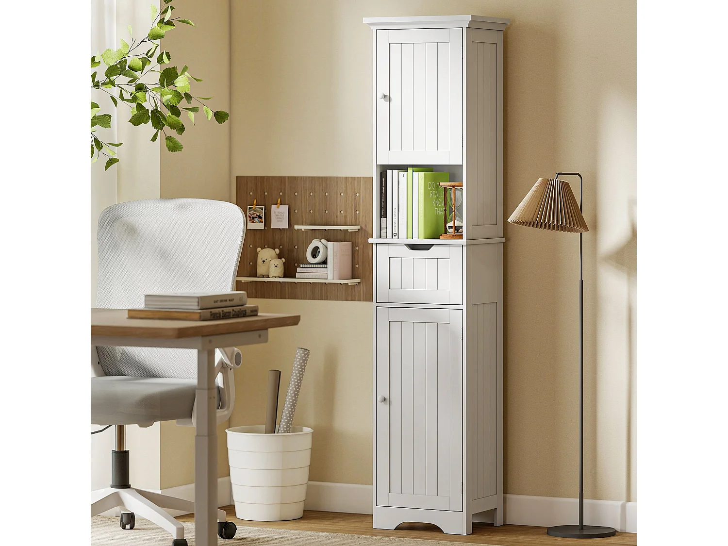 Morale Slim Bathroom Cabinet with Motion Sensor LED Lighting White