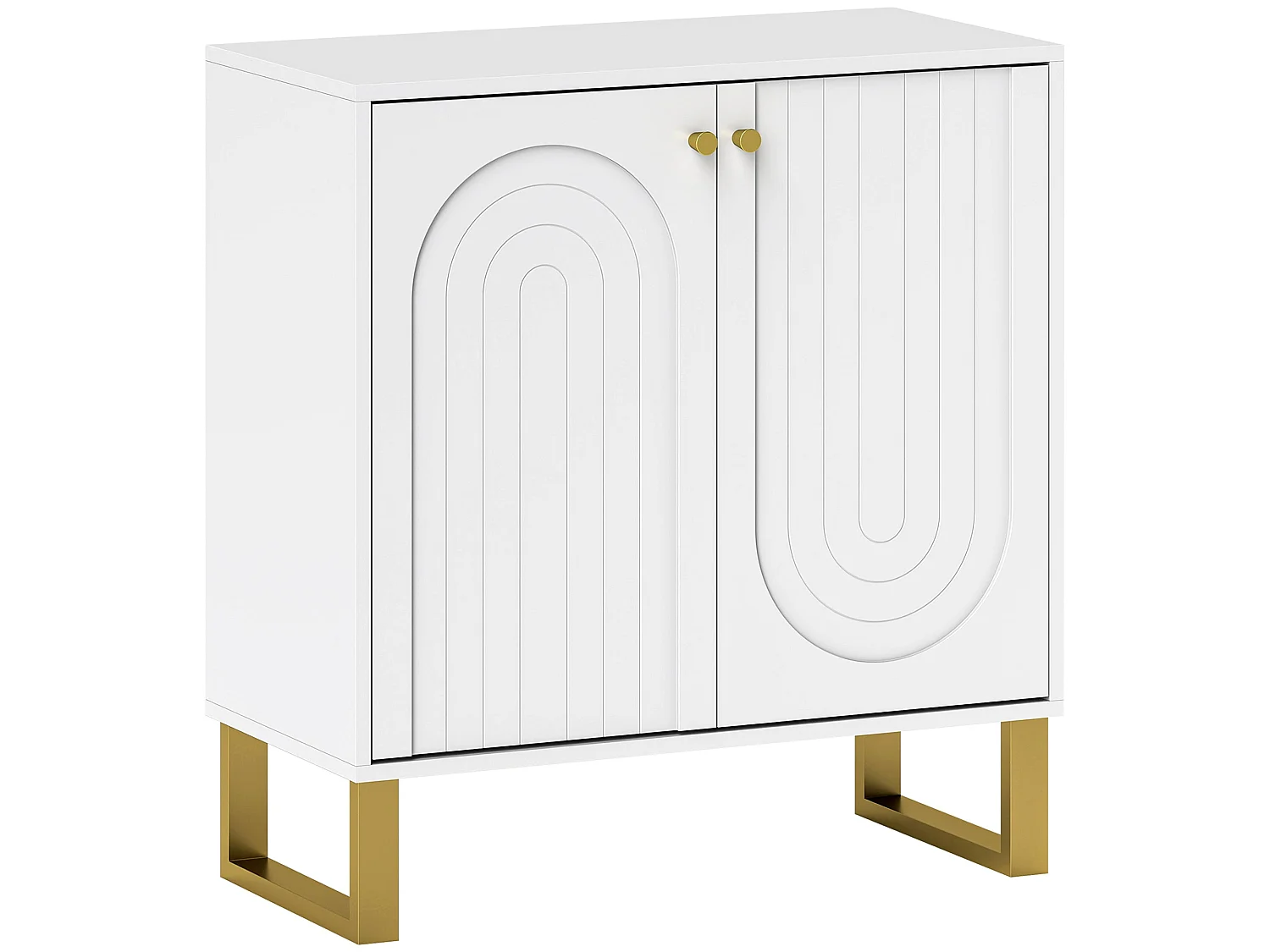 Tarezi Nedi White 2 Door Sideboard Cabinet with Gold Accents