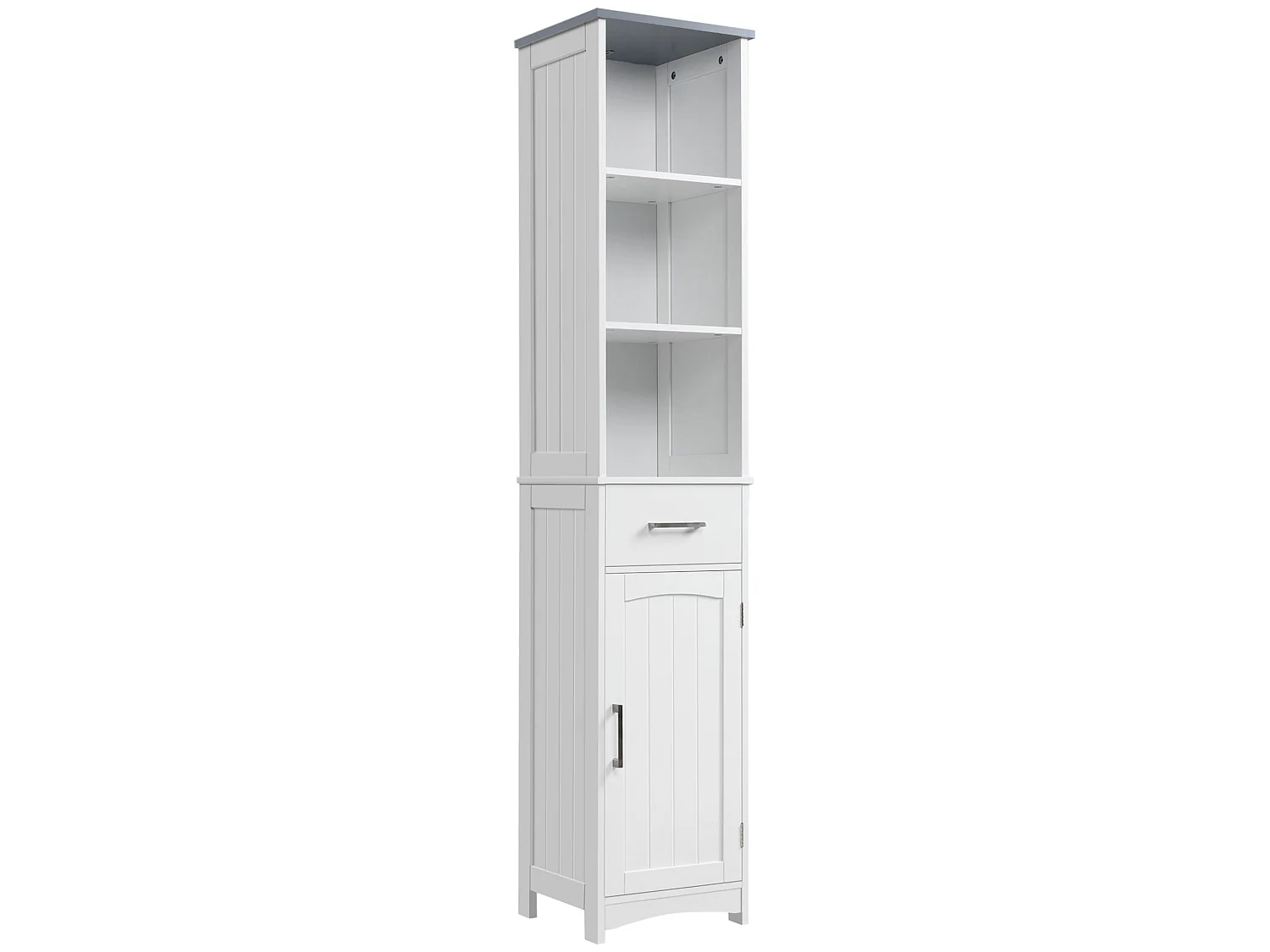 Noka 163cm Slim Wall Mounted Bathroom Linen Cabinet White with Light Grey Accent