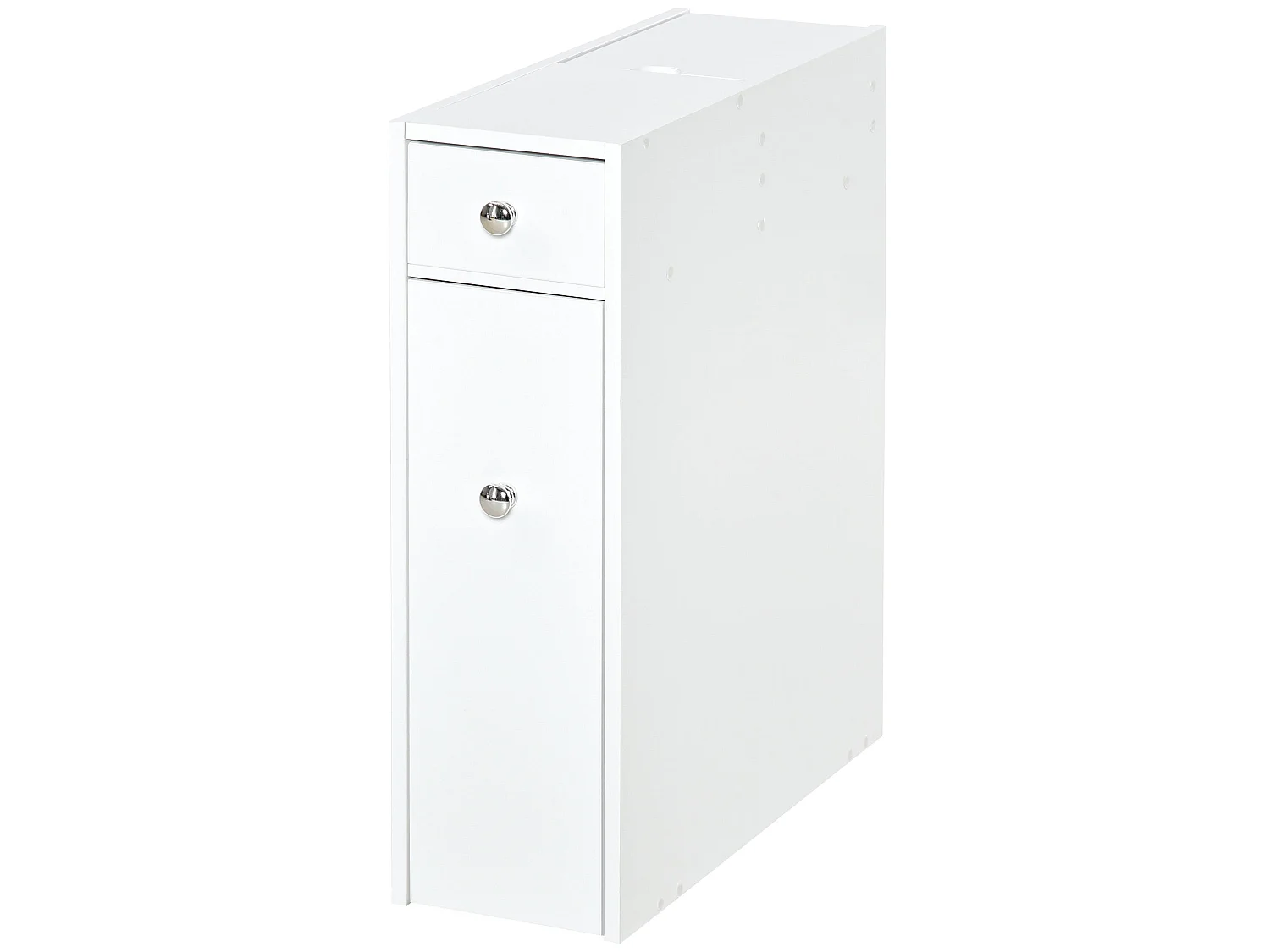 Ninemi Narrow Bathroom Floor Cabinet with Drawers White