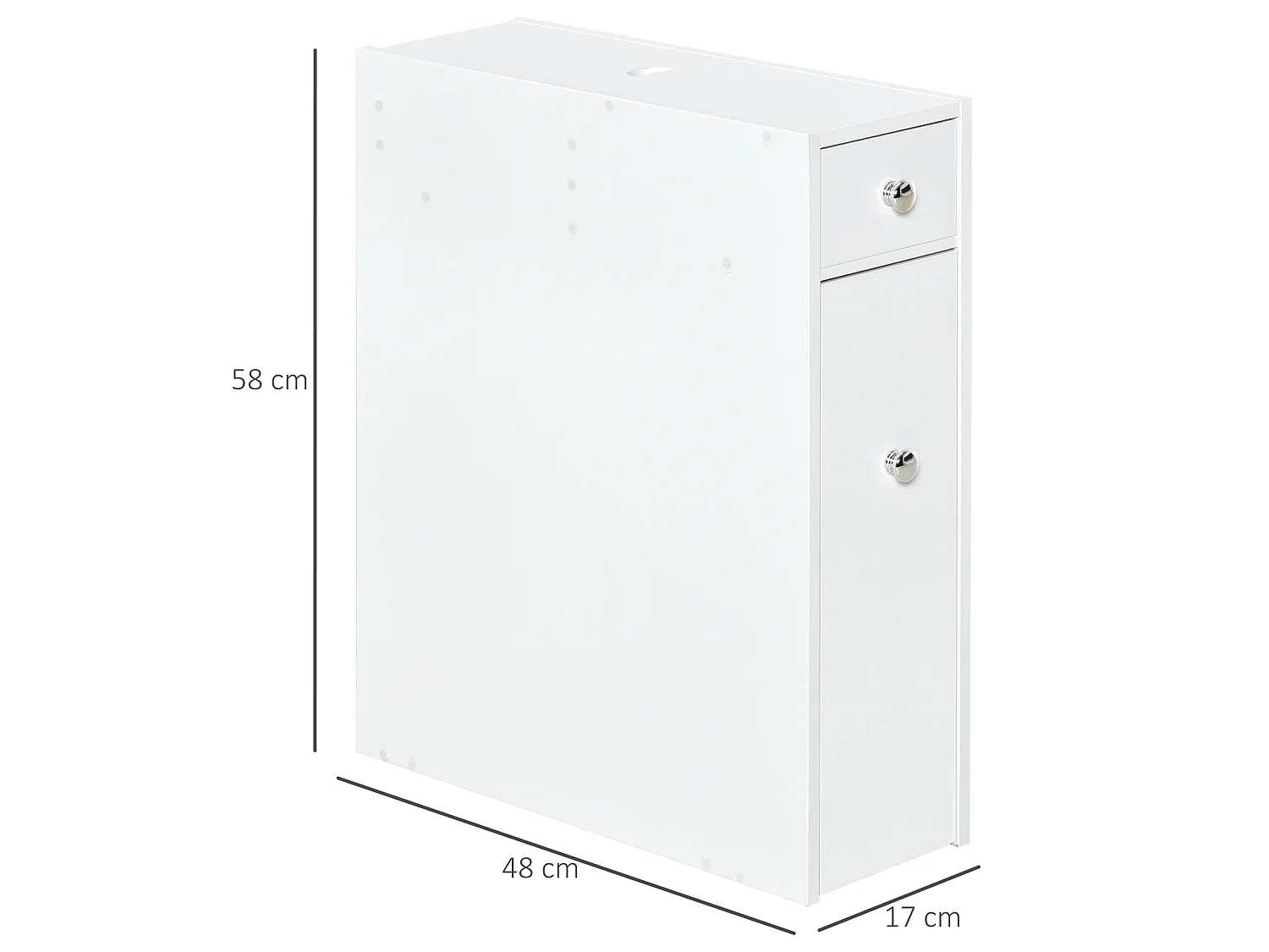 Ninemi Narrow Bathroom Floor Cabinet with Drawers White