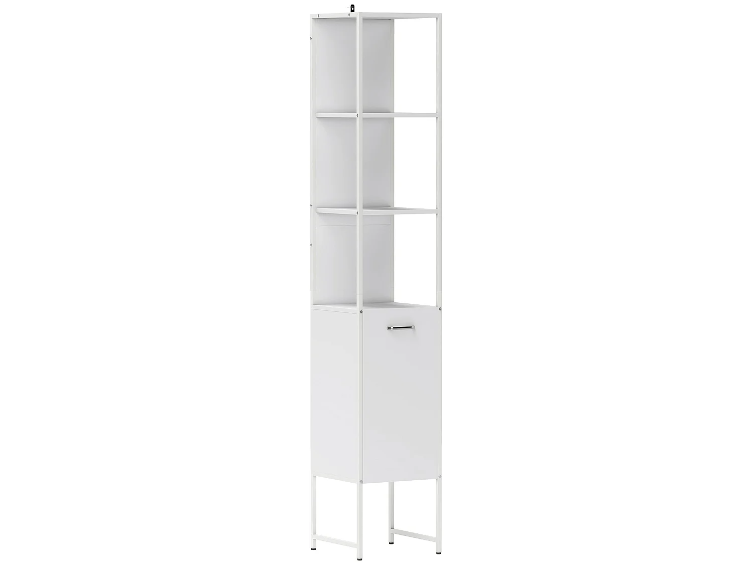 Neliha Tall White Bathroom Cabinet Slim Storage with Open Shelves and Adjustable Interior