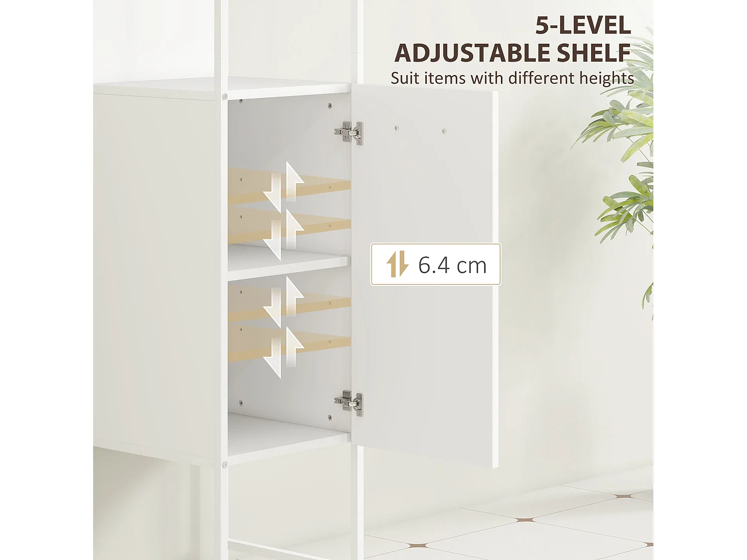 Neliha Tall White Bathroom Cabinet Slim Storage with Open Shelves and Adjustable Interior