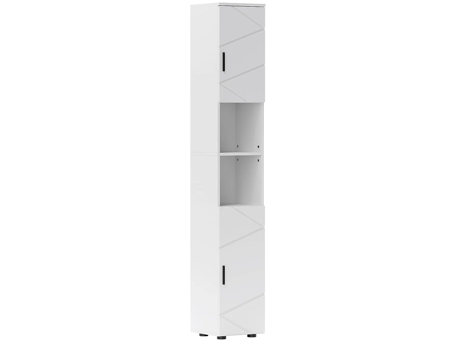 Dohifa Tall Bathroom Storage Cabinet White Embossed Front Adjustable Shelves