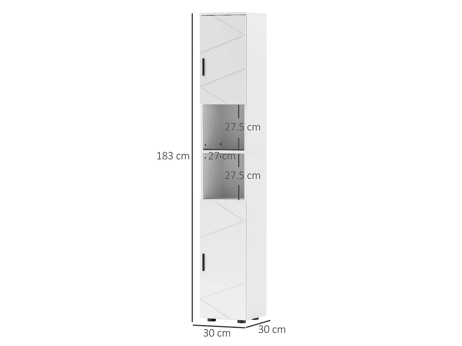 Dohifa Tall Bathroom Storage Cabinet White Embossed Front Adjustable Shelves