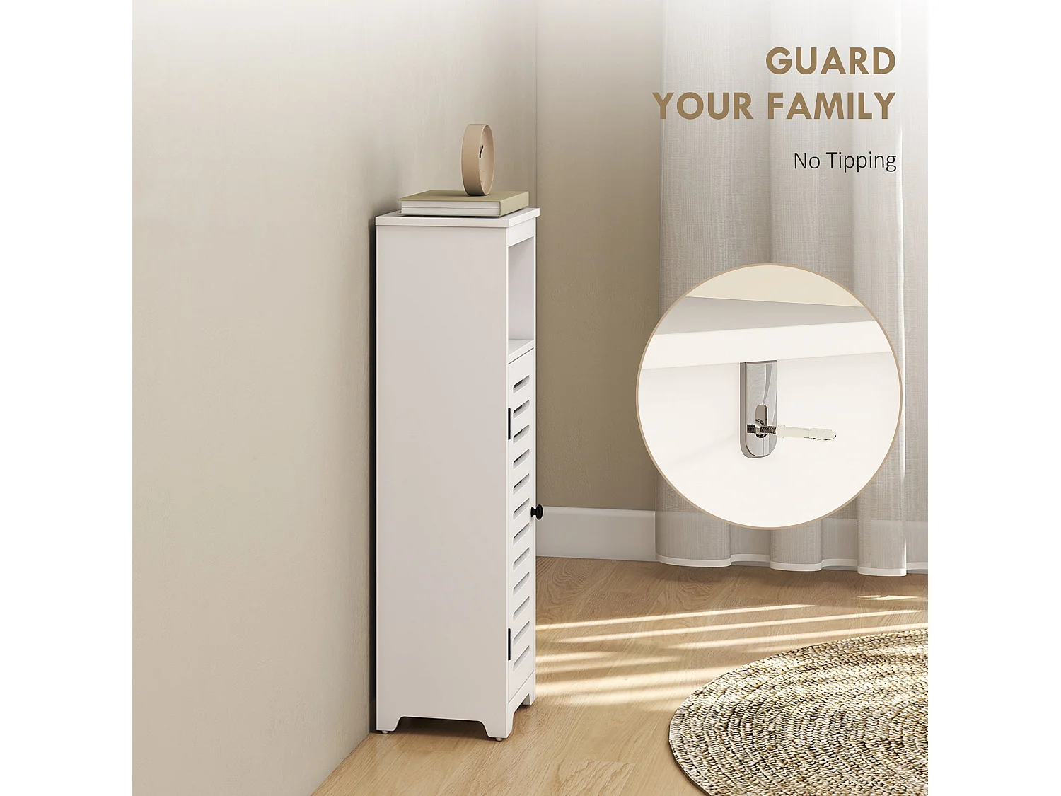 Nanova Compact Bathroom Floor Cabinet with Louvered Door and Adjustable Shelf White 22 x 20 x 75cm
