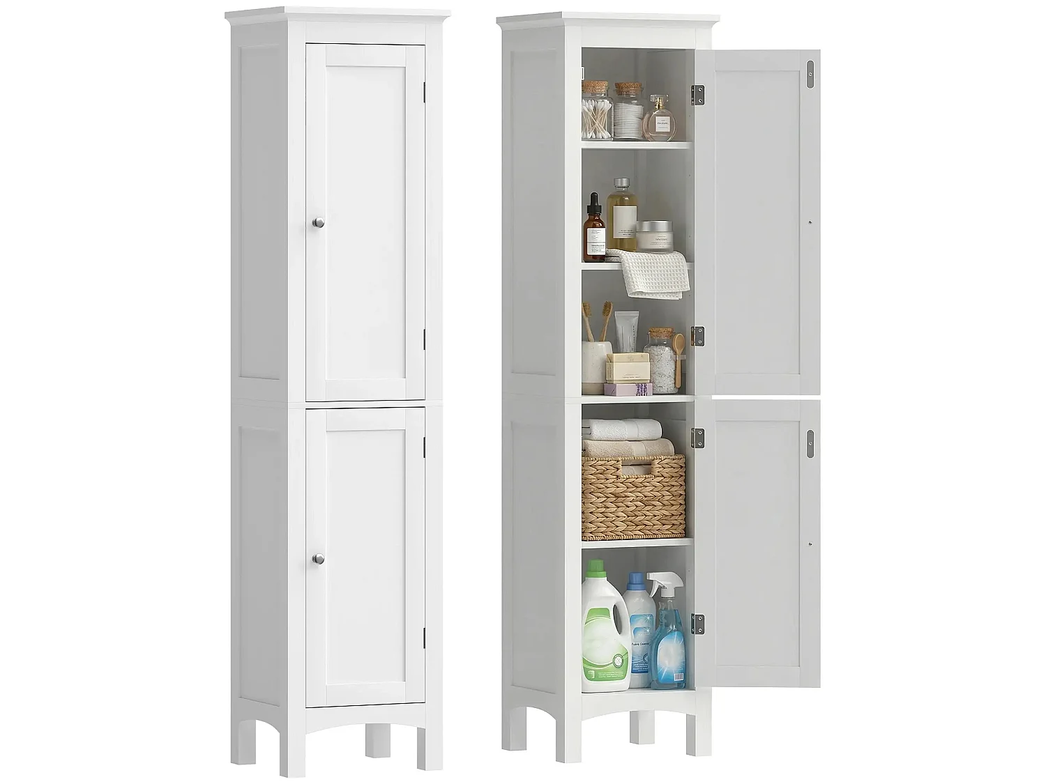 Barila 160cm Slim Tall Bathroom Storage Cabinet White