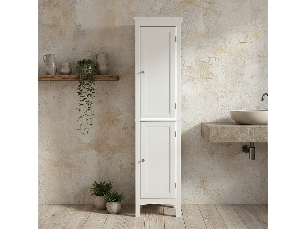 Barila 160cm Slim Tall Bathroom Storage Cabinet White