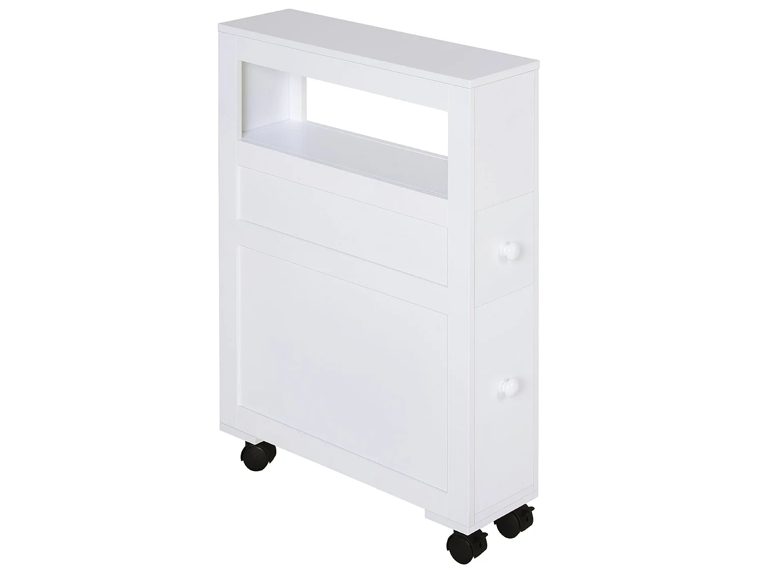 Minbalu Narrow Rolling Bathroom Storage Unit 2 Drawers Wheels White