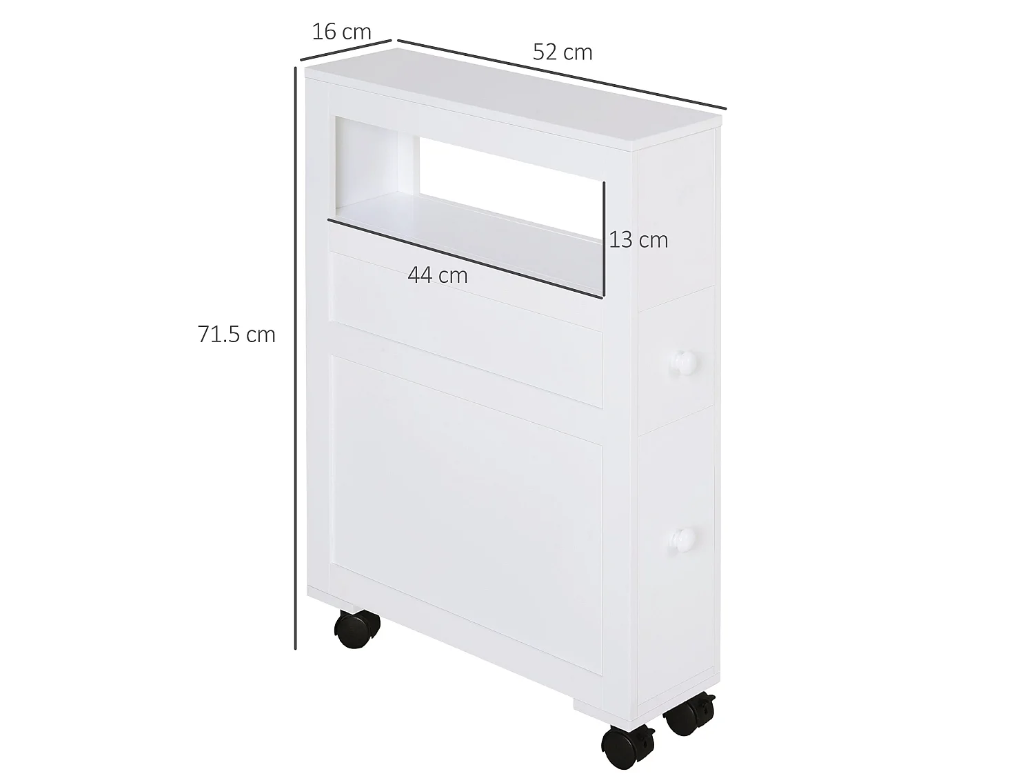 Minbalu Narrow Rolling Bathroom Storage Unit 2 Drawers Wheels White