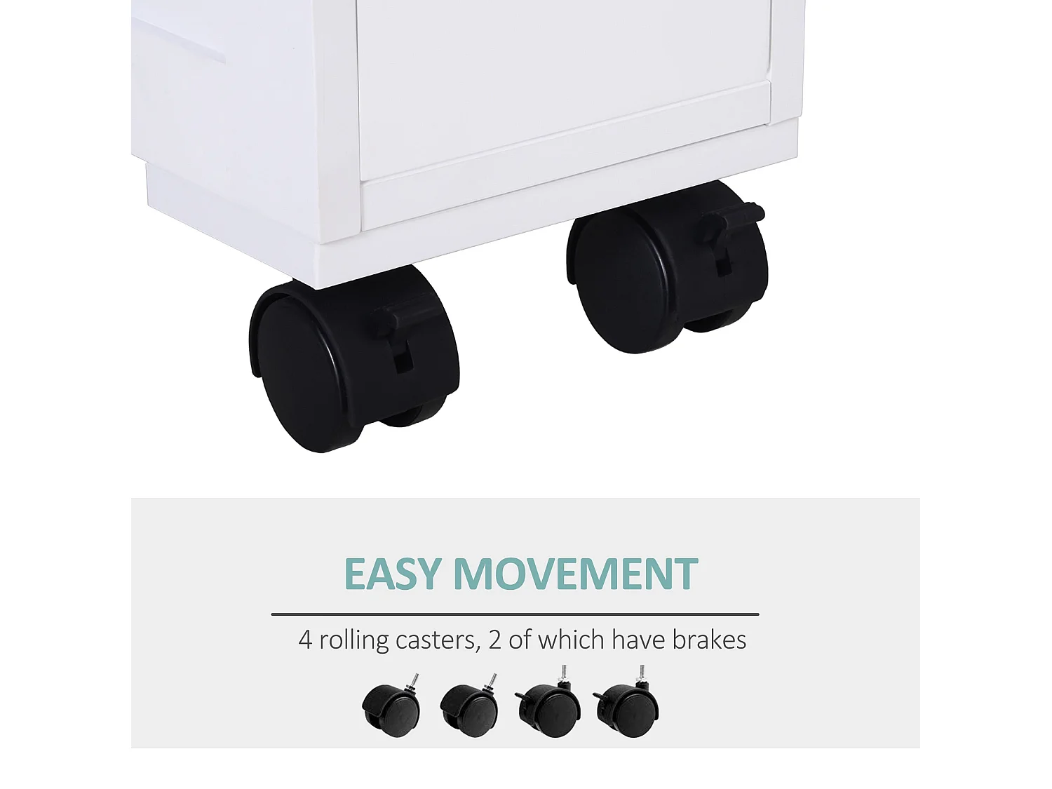 Minbalu Narrow Rolling Bathroom Storage Unit 2 Drawers Wheels White