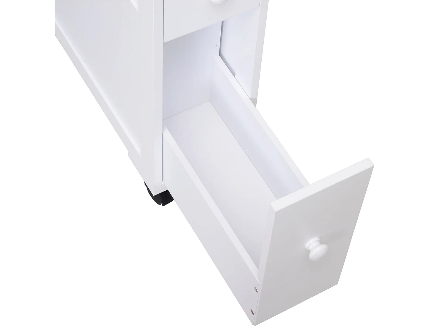 Minbalu Narrow Rolling Bathroom Storage Unit 2 Drawers Wheels White
