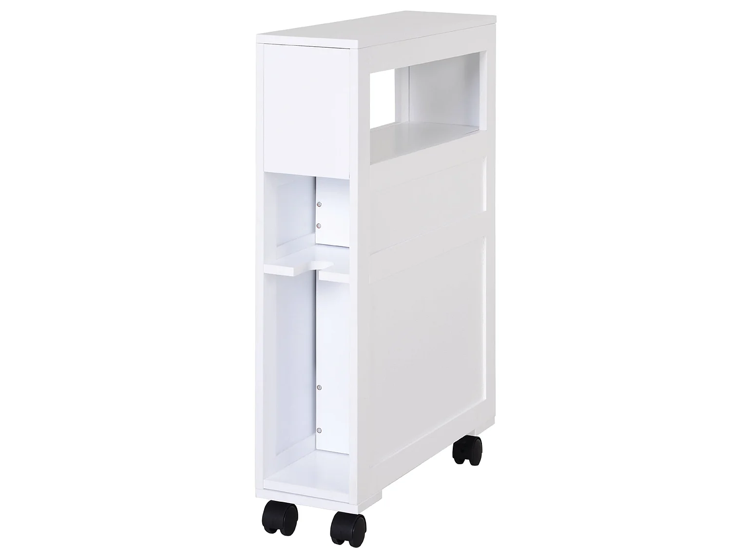 Minbalu Narrow Rolling Bathroom Storage Unit 2 Drawers Wheels White