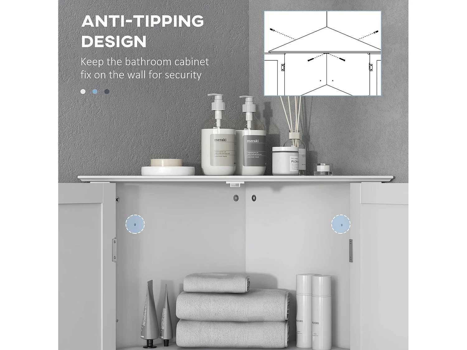 Zipaka Corner Bathroom Cabinet Antique White Recessed Door Adjustable Shelves