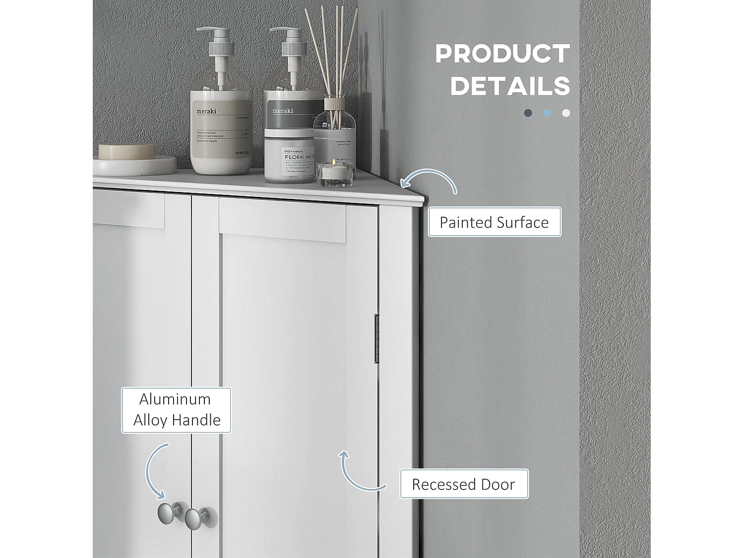 Zipaka Corner Bathroom Cabinet Antique White Recessed Door Adjustable Shelves