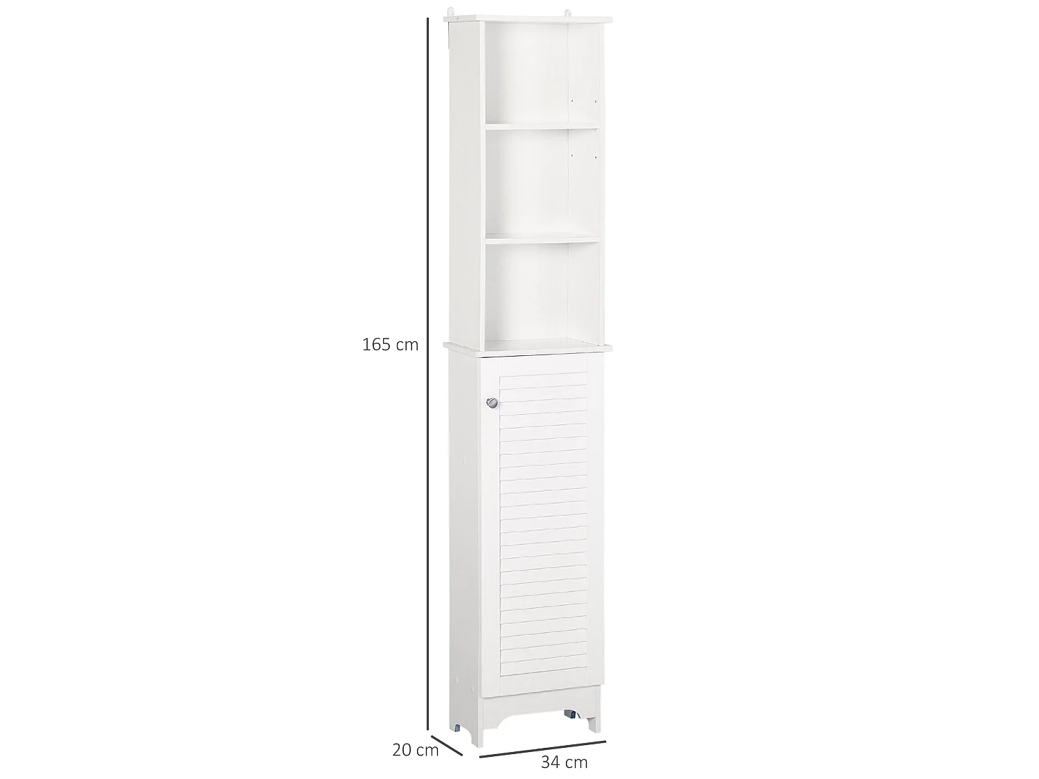 Nesaco Slim Tall Bathroom Storage Cabinet with Shutter Door and Adjustable Shelves White