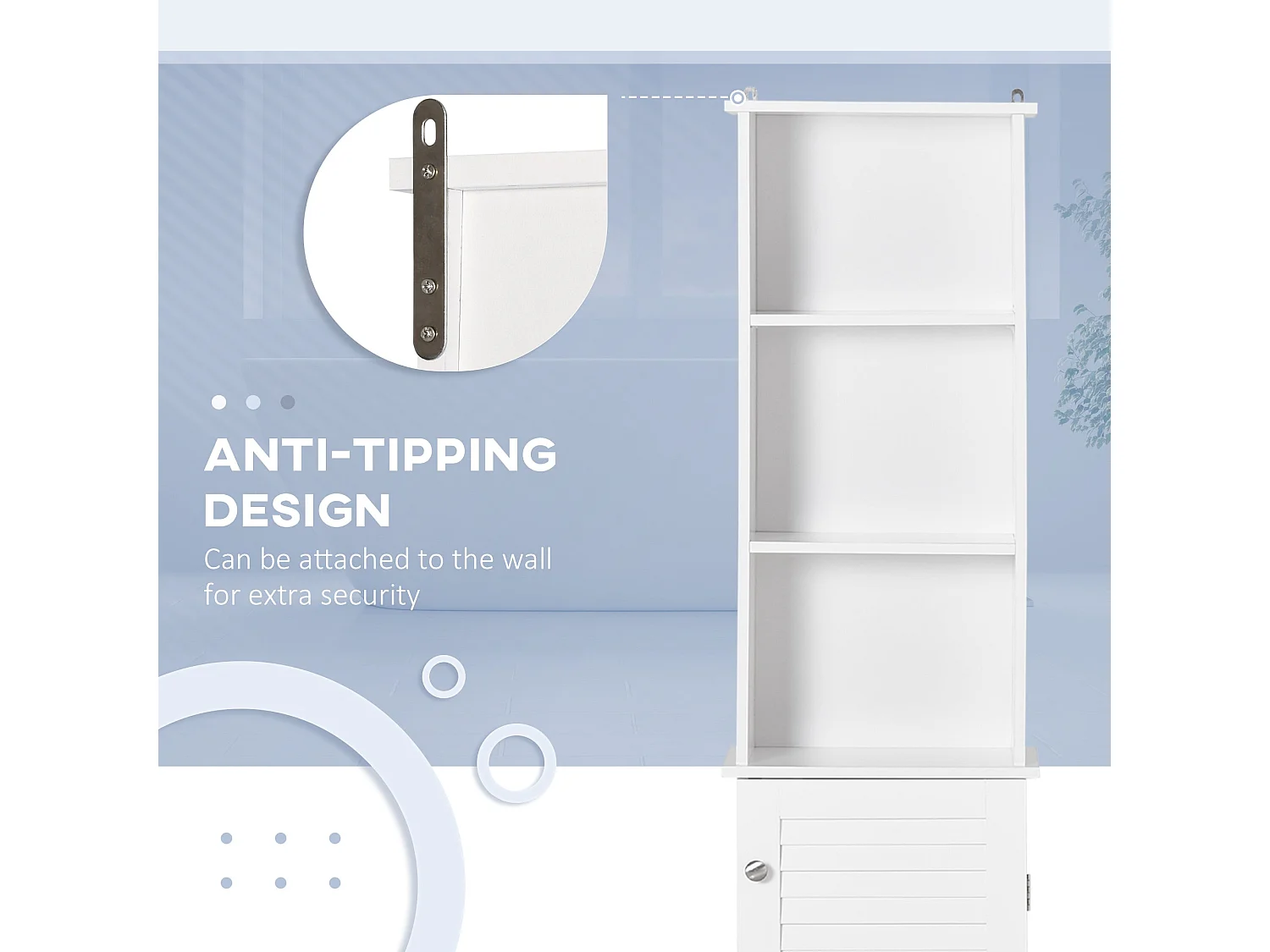 Nesaco Slim Tall Bathroom Storage Cabinet with Shutter Door and Adjustable Shelves White