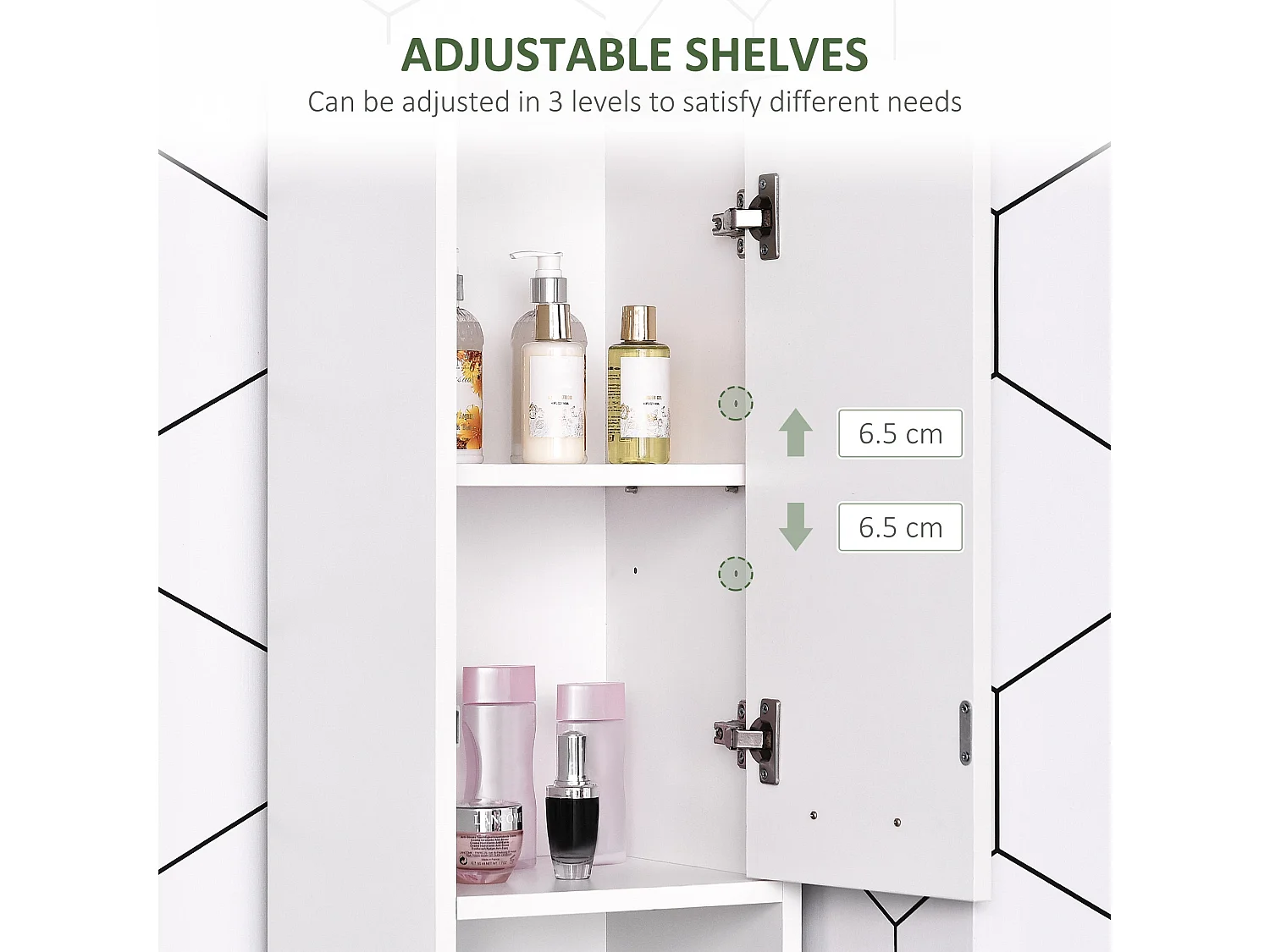 Ridila Tall White Storage Cabinet Adjustable Shelves Hinged Doors Anti Tip