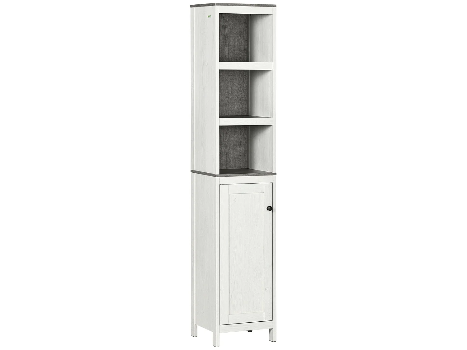 Salata Tall Freestanding Bathroom Storage Cabinet with Mirror Open Shelves Adjustable Interior Antique White