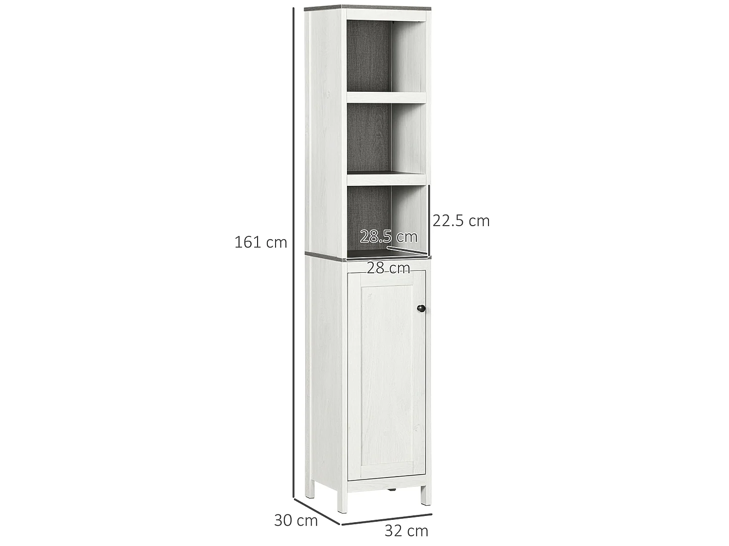 Salata Tall Freestanding Bathroom Storage Cabinet with Mirror Open Shelves Adjustable Interior Antique White
