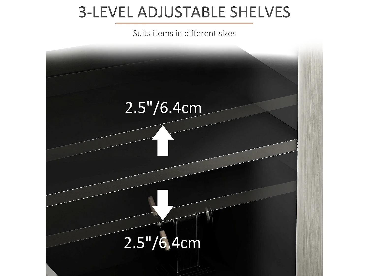 Vepamo Black and Grey Sideboard 4 Doors 121x37x75cm