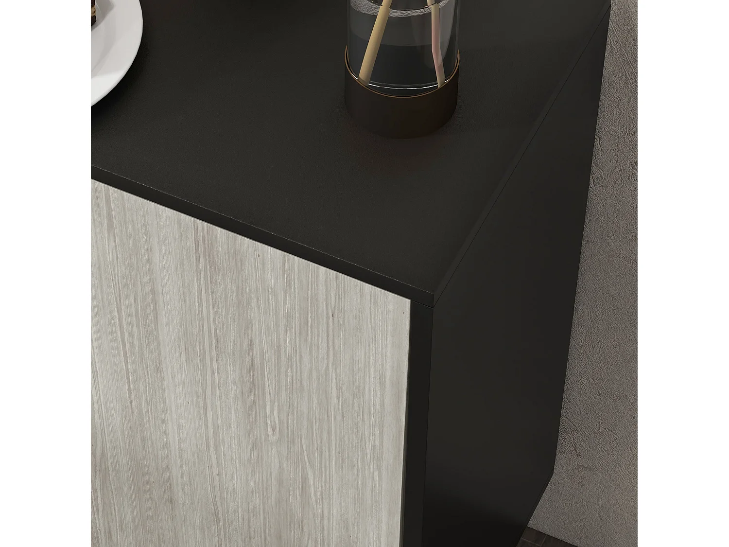 Vepamo Black and Grey Sideboard 4 Doors 121x37x75cm