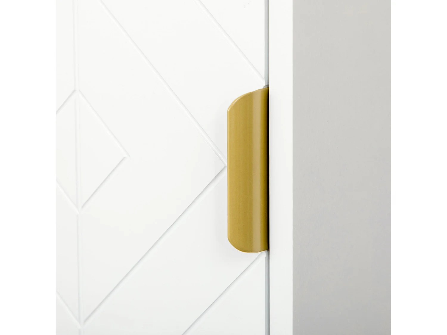 Kacoel Tall Narrow Bathroom Storage Cabinet White with Gold Tone Steel Base Adjustable Shelf Double Doors