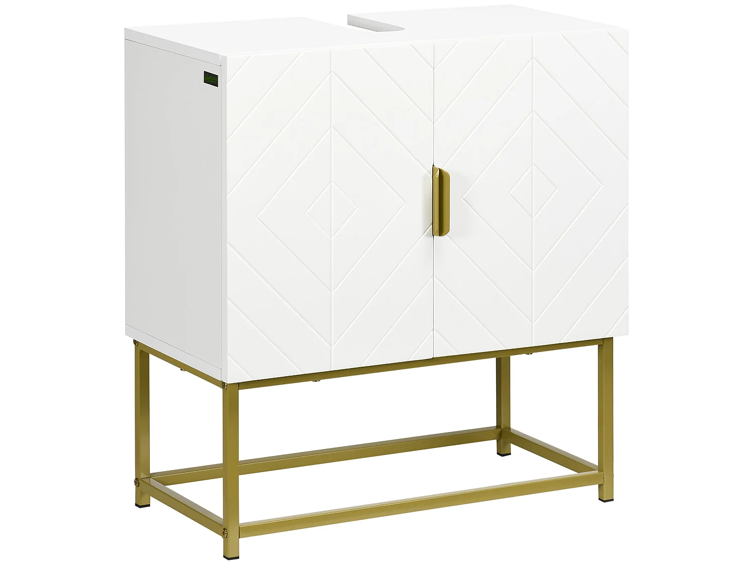 Fitirole Under Sink Bathroom Cabinet with Mirror and Gold Tone Legs