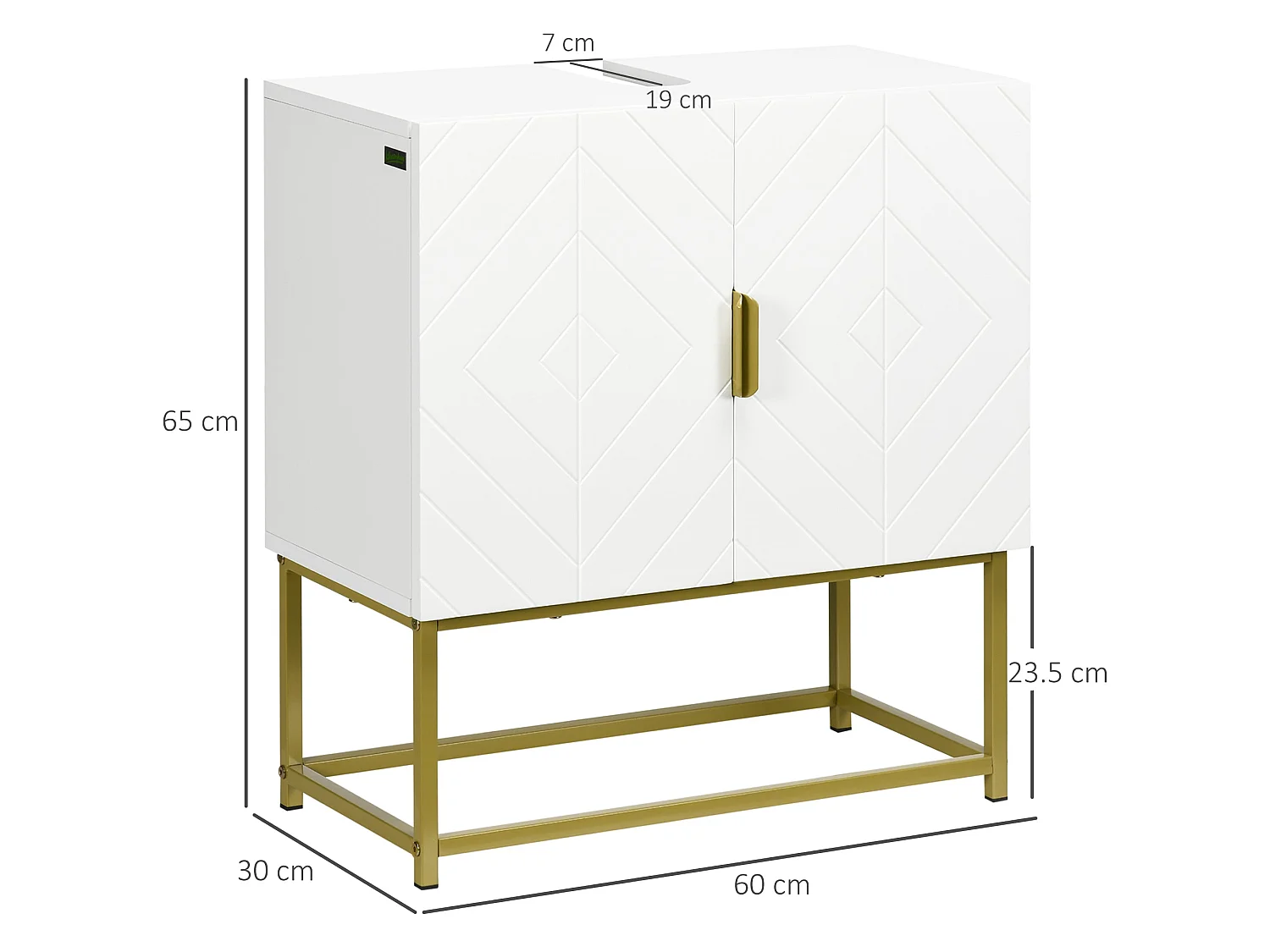 Fitirole Under Sink Bathroom Cabinet with Mirror and Gold Tone Legs
