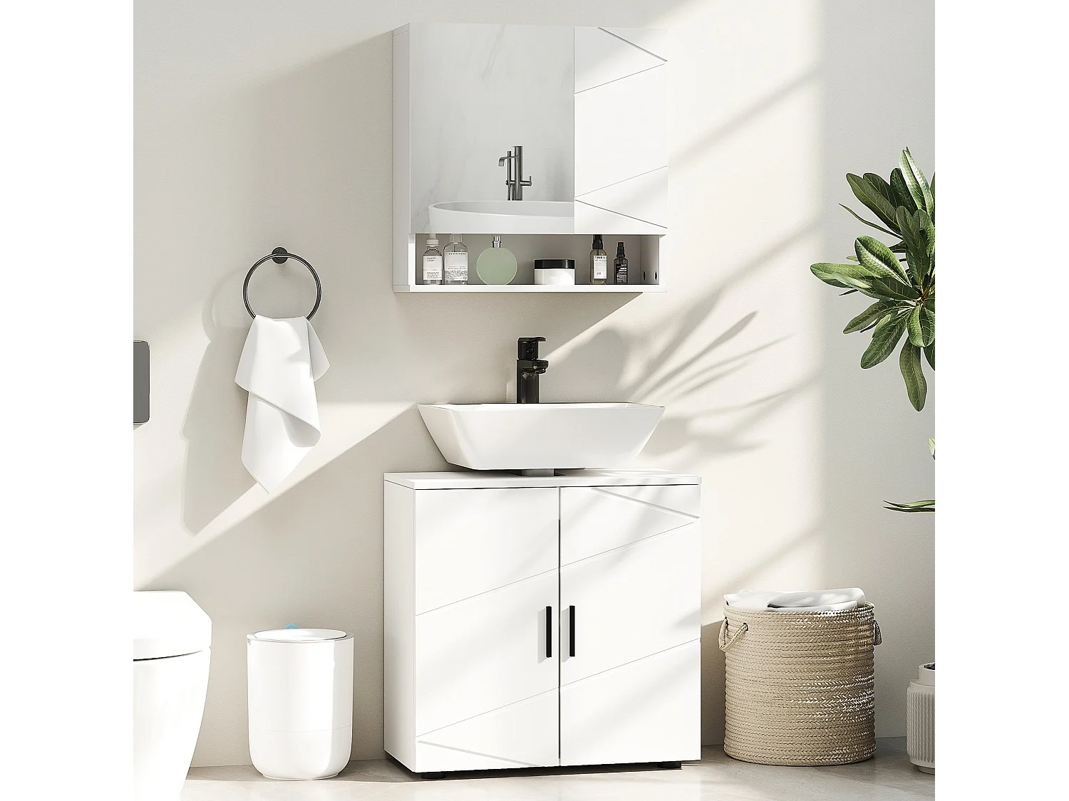 Badosu Luni 60cm Under Sink Bathroom Cabinet White Internal Shelving Soft Close