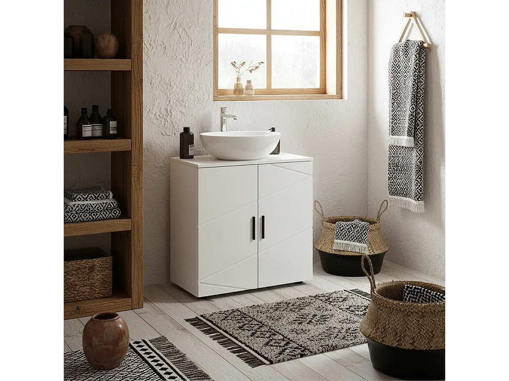 Badosu Luni 60cm Under Sink Bathroom Cabinet White Internal Shelving Soft Close