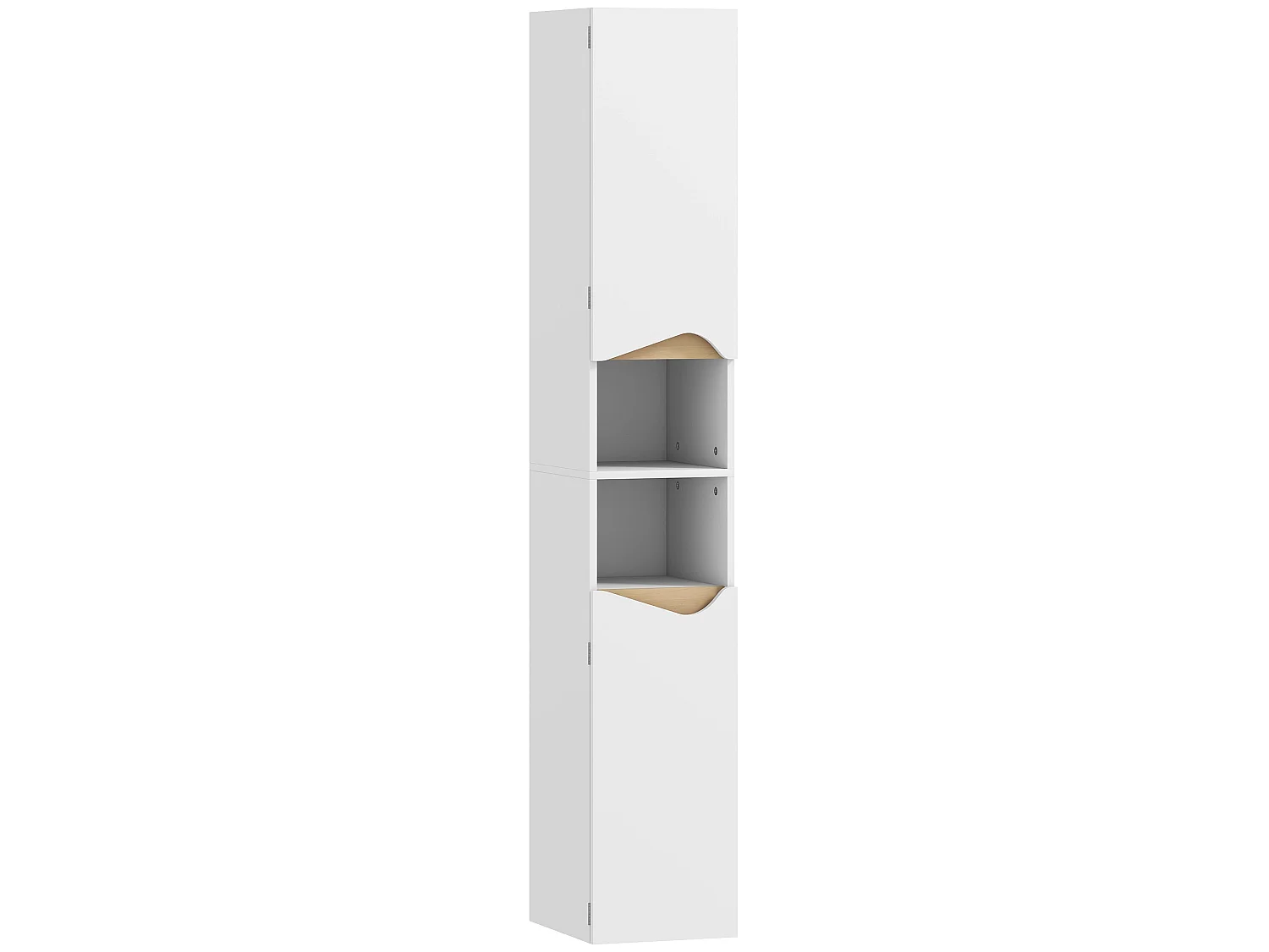Rasa Slim Tall Bathroom Storage Cabinet 2 Doors 2 Shelves White
