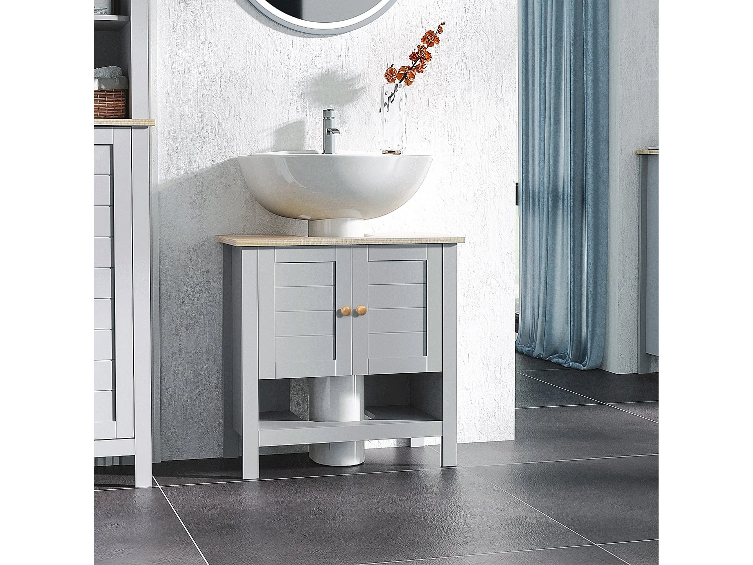 Rola Grey Under Sink Vanity Cabinet with Adjustable Internal Shelf