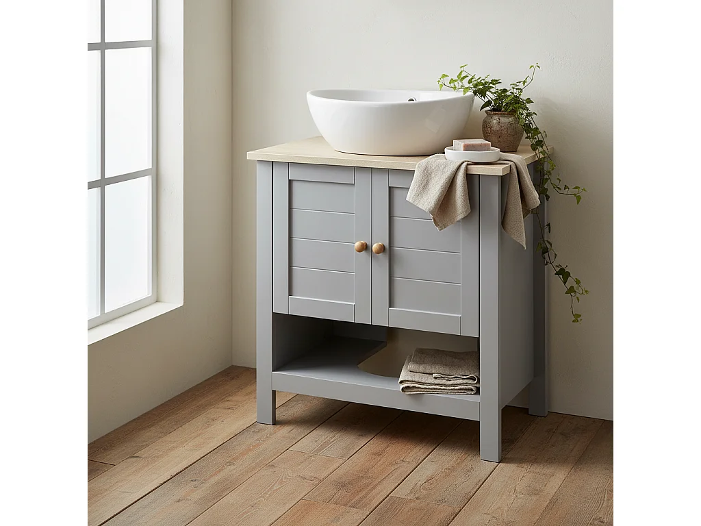 Rola Grey Under Sink Vanity Cabinet with Adjustable Internal Shelf